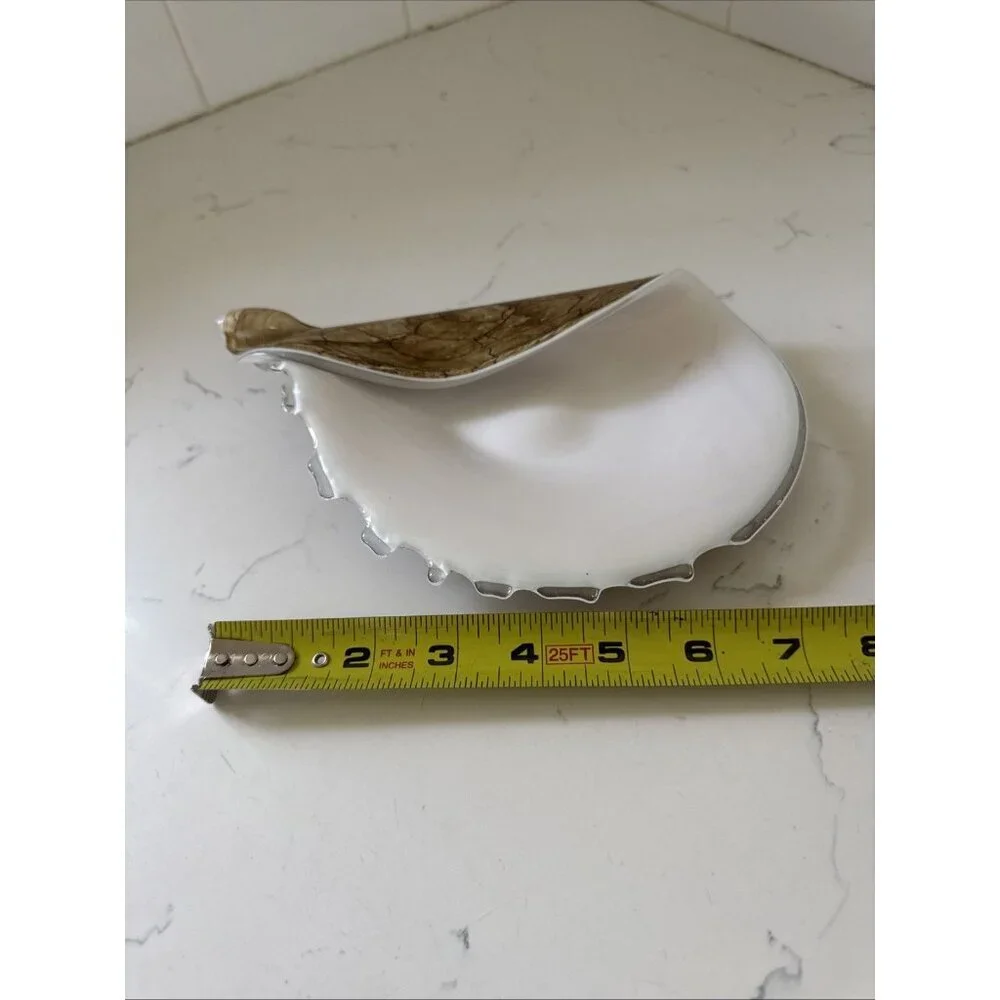 Large Art Glass Hand Blown Conch Shell Centerpiece Brown Krosno? Murano? - Picture 7 of 10